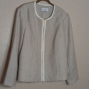 Calvin Klein women's tweed jacket size 24W color taupe/tan NEW gorgeous 💖💕
